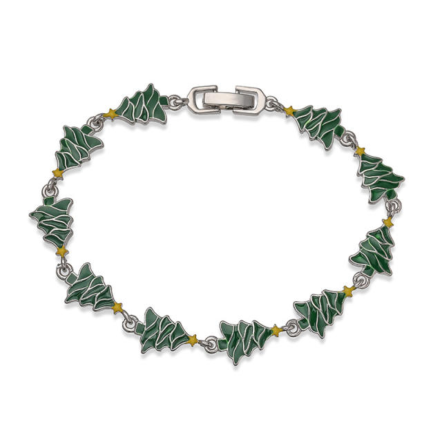 Sweet enamel popular gold plated copper christmas bracelet