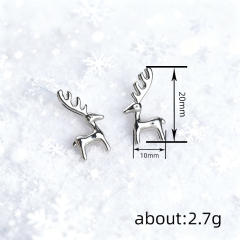 Silver color sweet elk copper earrings christmas gift ear studs