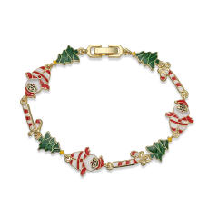 Sweet enamel popular gold plated copper christmas bracelet