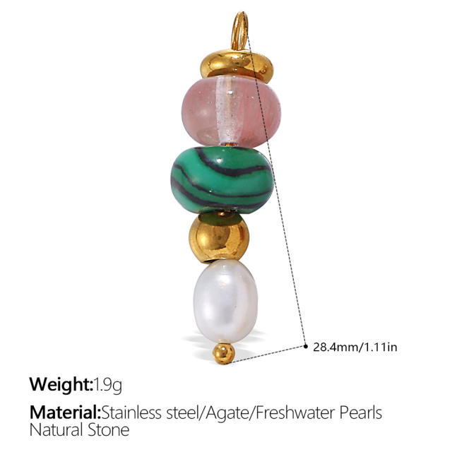 DIY natural stone stainless steel charm pendant jewelry accessory