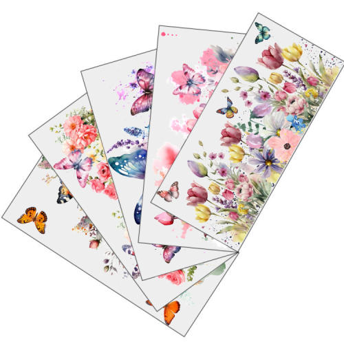 Colorful butterfly flower UV stickers for cups 5pcs set