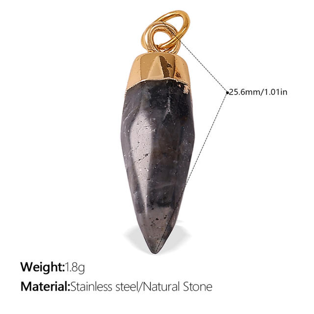 DIY natural stone stainless steel charm pendant jewelry accessory