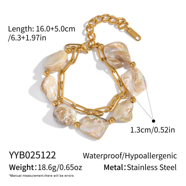 Holiday irregular shell stainless steel chain necklace bracelet set