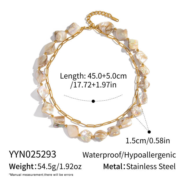 Holiday irregular shell stainless steel chain necklace bracelet set