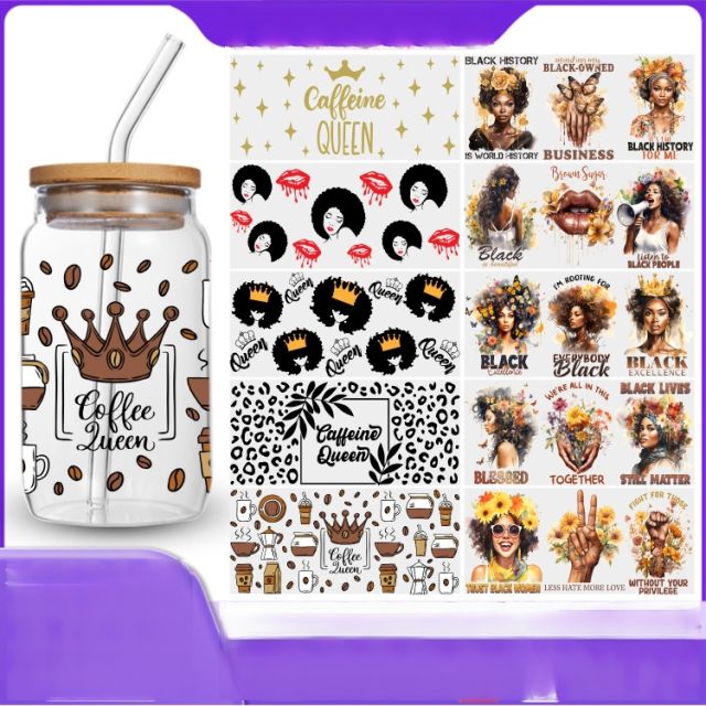 5pcs set punk trend beauty design UV stickers for cup