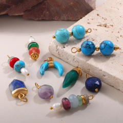 DIY natural stone stainless steel charm pendant jewelry accessory