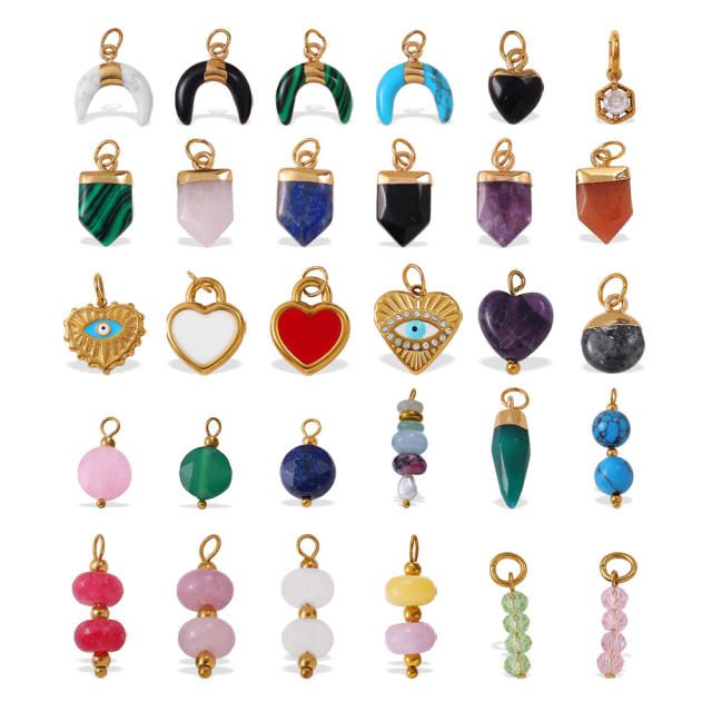 DIY natural stone stainless steel charm pendant jewelry accessory