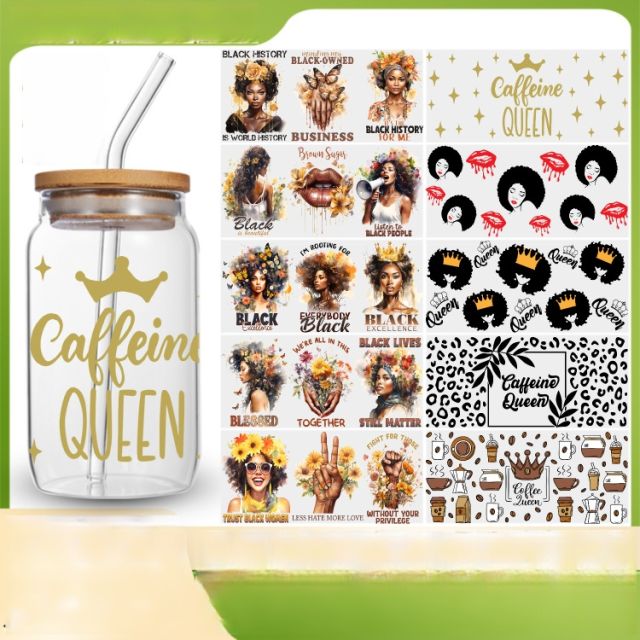 5pcs set punk trend beauty design UV stickers for cup