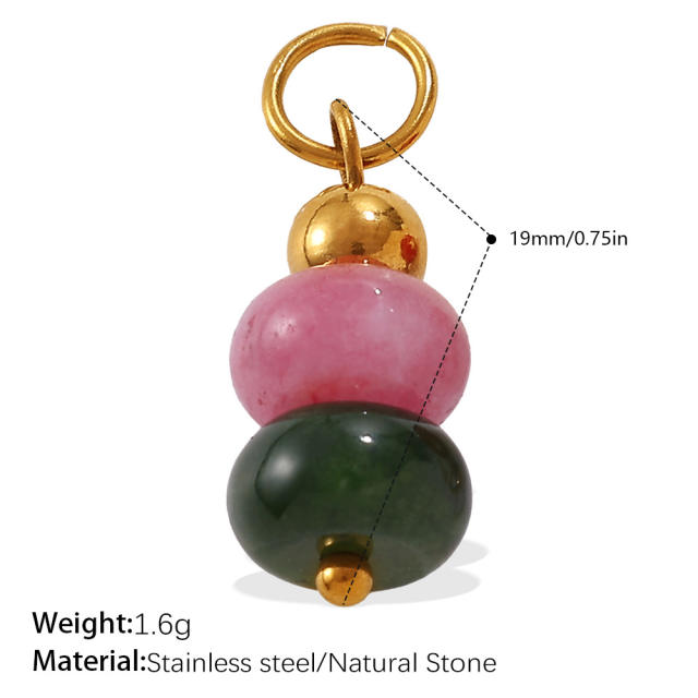 DIY natural stone stainless steel charm pendant jewelry accessory