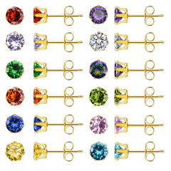Birthstone stainless steel studs earrings