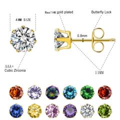Birthstone stainless steel studs earrings