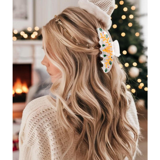 Christmas Hairpin Women's Cartoon Fun Gingerbread Man Grab Back Head Hair Claw Clips