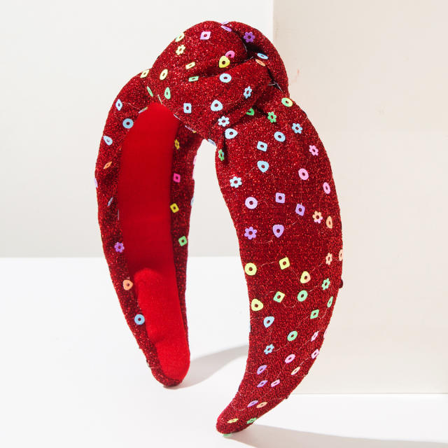 Hot sale sequins knotted headband for women christmas headband