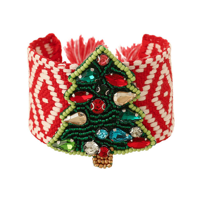 Handmade rice bead christmas wide bangle