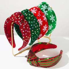 Hot sale sequins knotted headband for women christmas headband