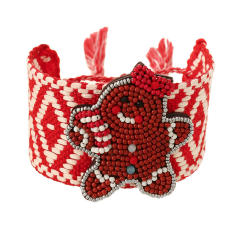 Handmade rice bead christmas wide bangle
