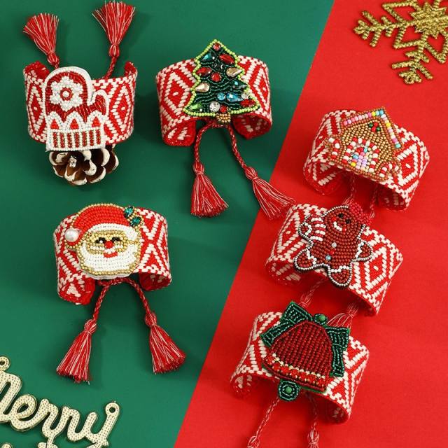 Handmade rice bead christmas wide bangle
