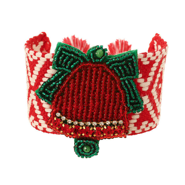 Handmade rice bead christmas wide bangle