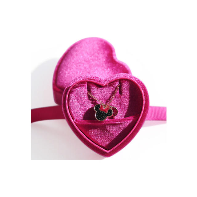 Heart shape velvet ring box pendant box with ribbon