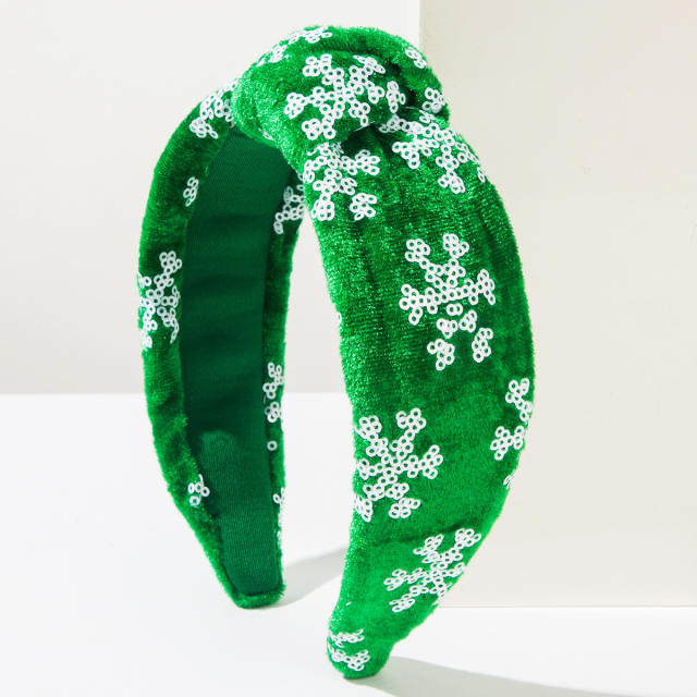 Hot sale sequins knotted headband for women christmas headband