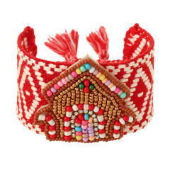 Handmade rice bead christmas wide bangle