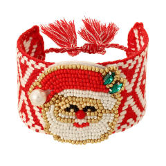 Handmade rice bead christmas wide bangle
