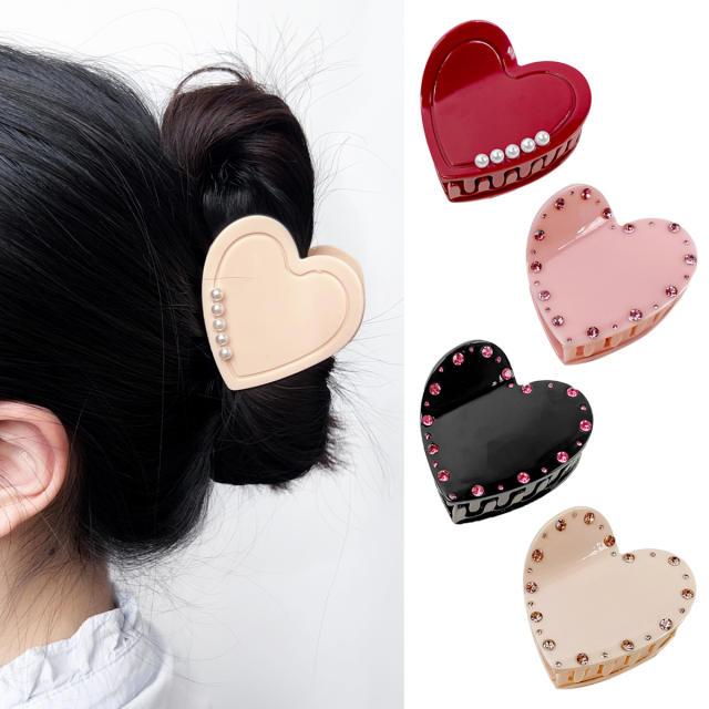 Acetic Acid Love Grab Clip Diamond-inlaid Pearl hair claw clips