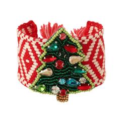 Handmade rice bead christmas wide bangle