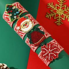 Handmade rice bead christmas wide bangle