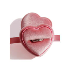 Heart shape velvet ring box pendant box with ribbon