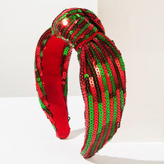 Hot sale sequins knotted headband for women christmas headband
