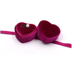 Heart shape velvet ring box pendant box with ribbon