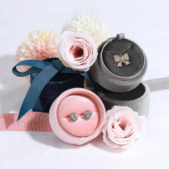Cylindrical Velvet Jewelry Box Jewelry Storage Box Ring Pendant Earring Box