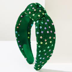 Hot sale sequins knotted headband for women christmas headband