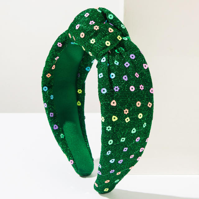 Hot sale sequins knotted headband for women christmas headband