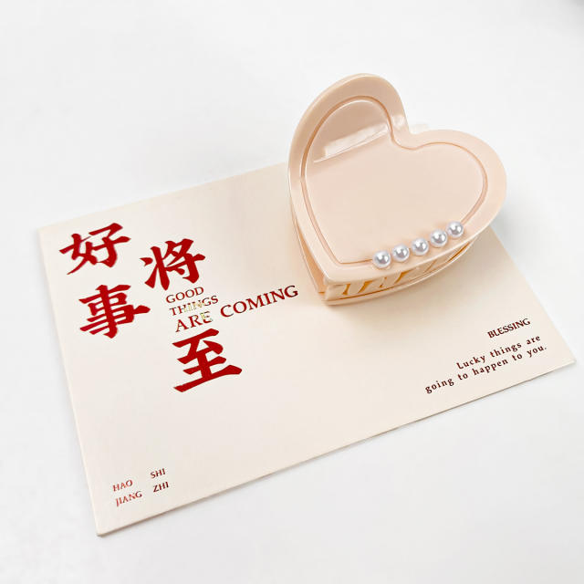 Acetic Acid Love Grab Clip Diamond-inlaid Pearl hair claw clips