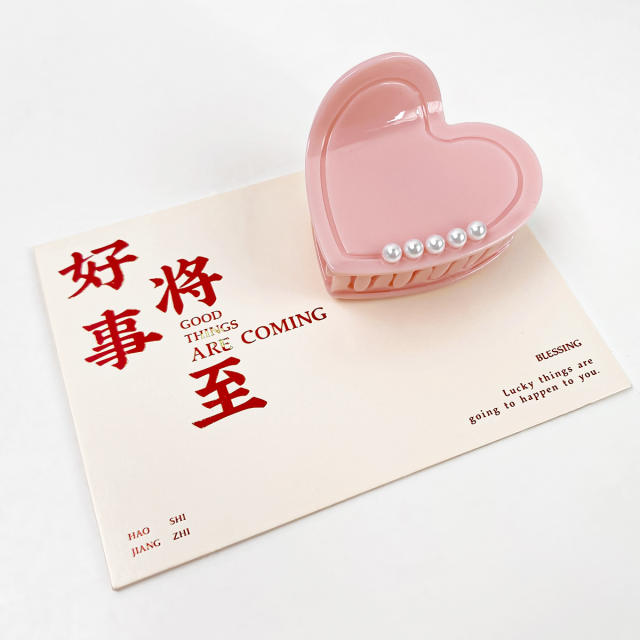 Acetic Acid Love Grab Clip Diamond-inlaid Pearl hair claw clips
