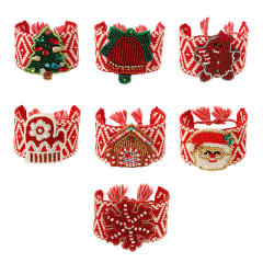 Handmade rice bead christmas wide bangle