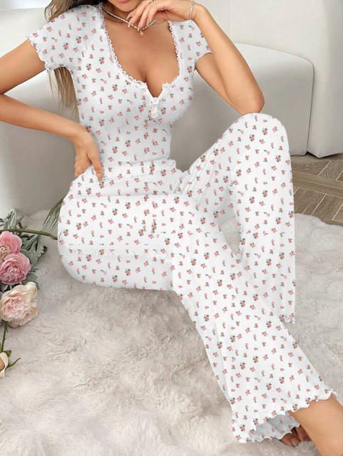 Home Clothes Sexy Casual Fashion Sexy Short-sleeved Pants Pajamas Two-piece Suit for Women