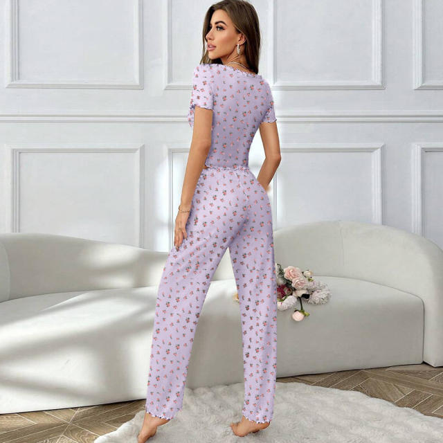 Home Clothes Sexy Casual Fashion Sexy Short-sleeved Pants Pajamas Two-piece Suit for Women