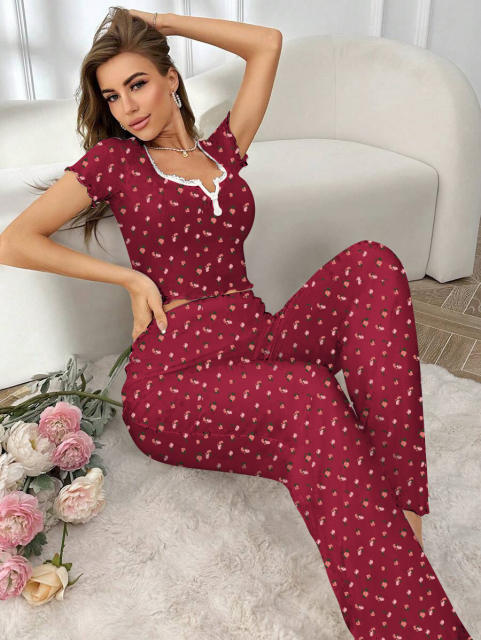 Home Clothes Sexy Casual Fashion Sexy Short-sleeved Pants Pajamas Two-piece Suit for Women