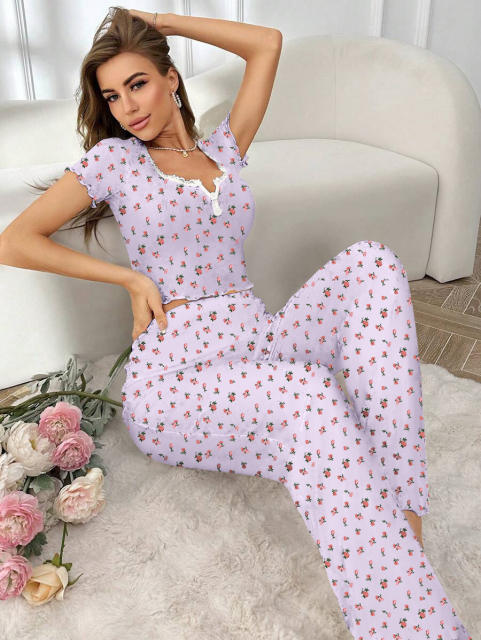 Home Clothes Sexy Casual Fashion Sexy Short-sleeved Pants Pajamas Two-piece Suit for Women