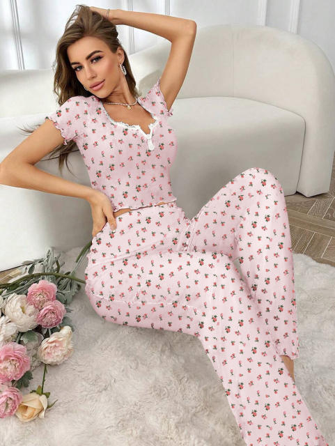 Home Clothes Sexy Casual Fashion Sexy Short-sleeved Pants Pajamas Two-piece Suit for Women