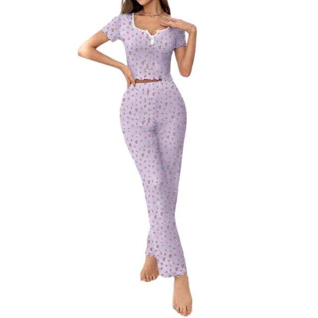 Home Clothes Sexy Casual Fashion Sexy Short-sleeved Pants Pajamas Two-piece Suit for Women