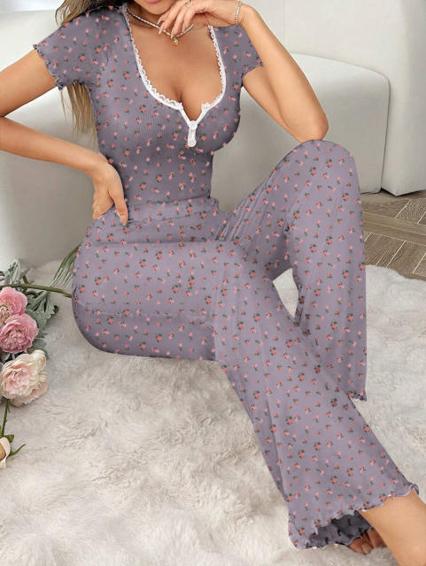 Home Clothes Sexy Casual Fashion Sexy Short-sleeved Pants Pajamas Two-piece Suit for Women