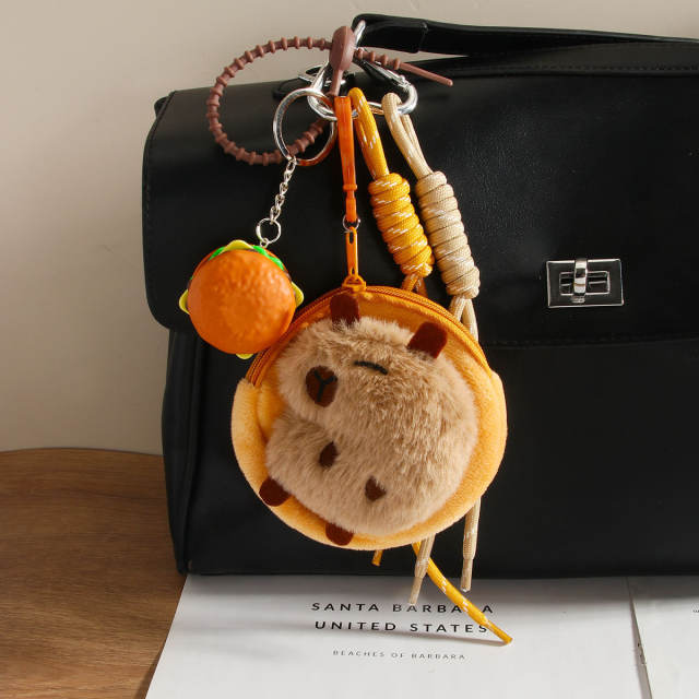 Cute plush puppy bow pendant accessory rope bag charm keychain