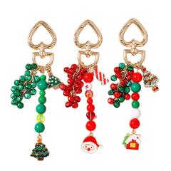 Christmas bead charm keychain