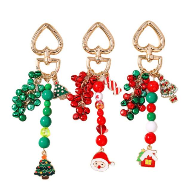 Christmas bead charm keychain