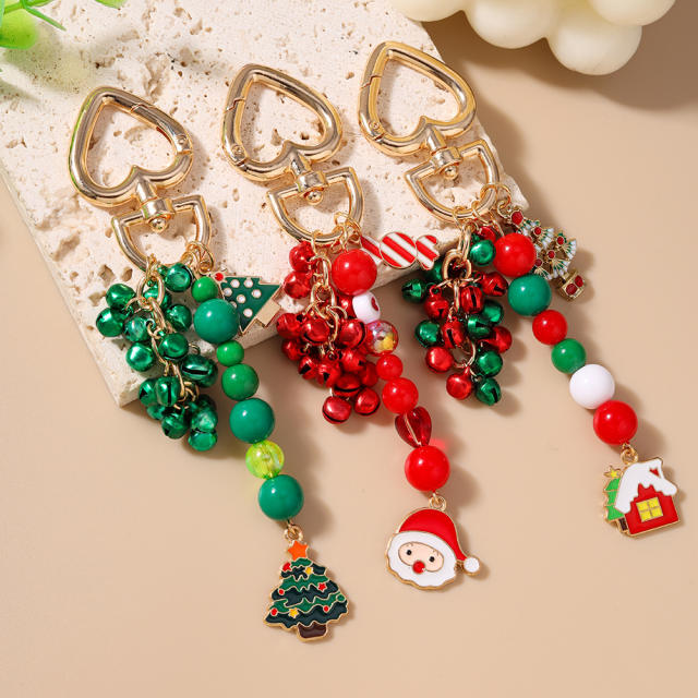Christmas bead charm keychain