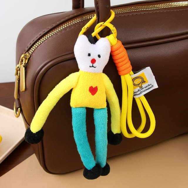 Cute plush puppy bow pendant accessory rope bag charm keychain